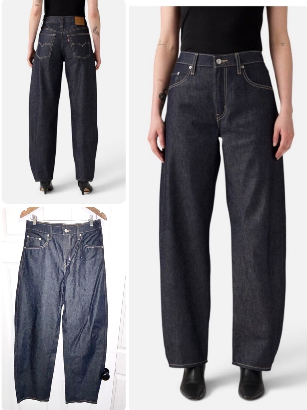 NWOT LEVI'S Baggy Dad Barrel Jeans Size 28 Dark Wash Mid-Rise Curved Leg